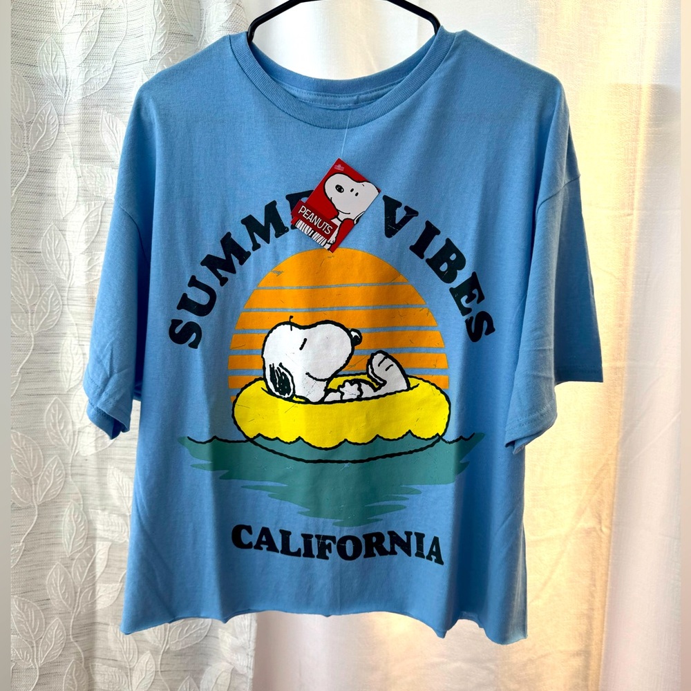 Peanuts Blue and Yellow Snoopy Summer Vibes Tee